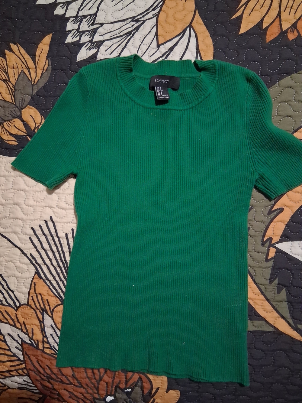 Forever 21 Emerald Green Ribbed Crewneck Sweater - Men